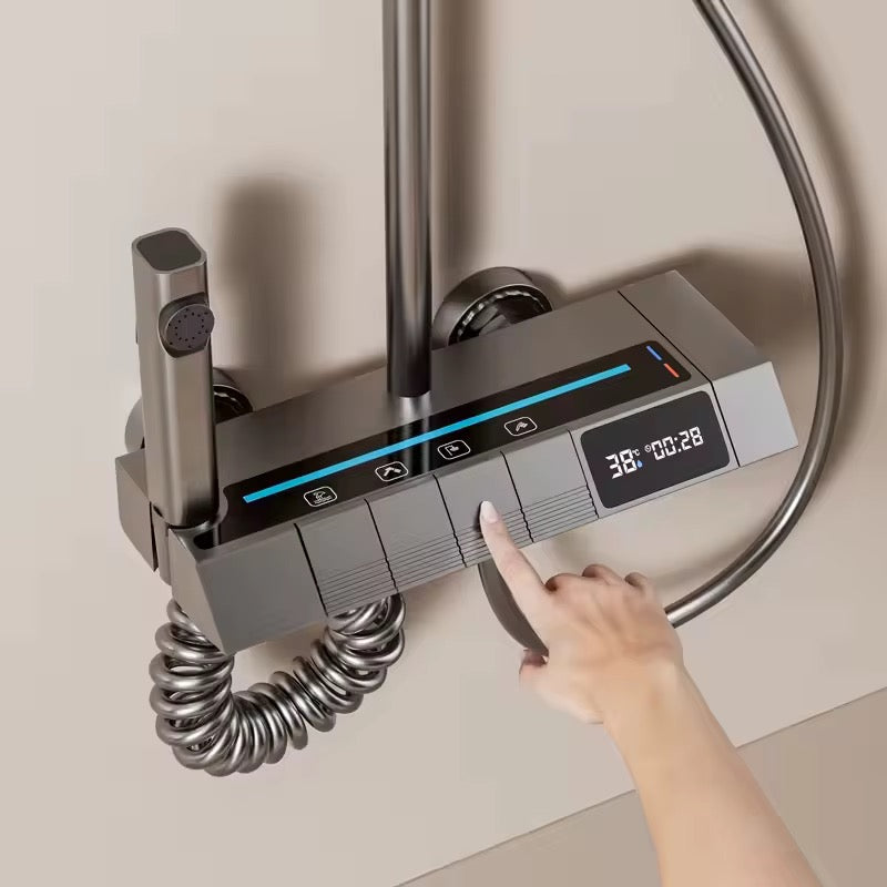 Juego de grifo de ducha, tipo piano, luces LED y pantalla Para ducha
