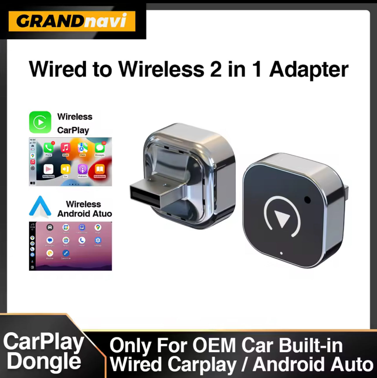 Nuevo adaptador inalámbrico CarPlay Android Auto Dongle USB Mini caja inteligente Plug And Play Universal