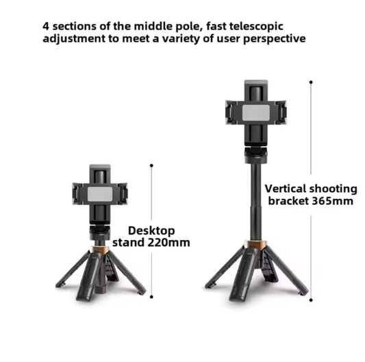 Mini trípode/palo Selfie 3 en 1, soporte para teléfono con control remoto desmontable, palo Selfie portátil de viaje, trípode antivibración, soporte para teléfono