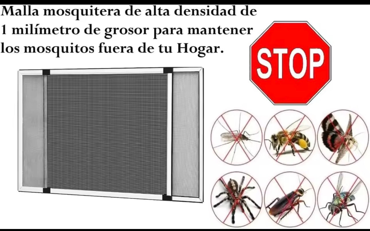 Mosquitera extensible de aluminio blanco, Mosquitera fija extensible color blanco adaptable a ventanas, anti-insectos (mosquitos o moscas).