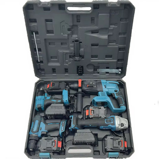 Caja. Herramientas 4 piezas mejor-descuento-certificado-de-alta-calidad-para-mkt-inalambrico-combo-herramientas-electricas-5-en-1-kits-set-20v-21v-kit-de-herramientas-de-bateria-para-uso-domestico