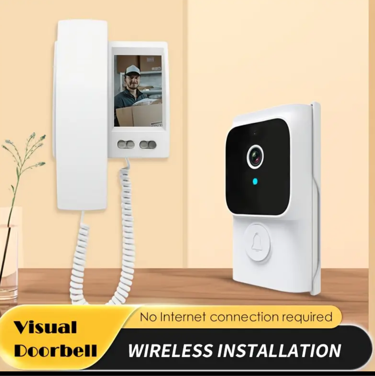 Timbre inalámbrico, telefonillo,  kit de timbre intercomunicador de doble vía blanco, manos libres, carga USB, timbre de doble vía con melodía, batería recargable de 800 mAh, adecuado para hogar y oficina.