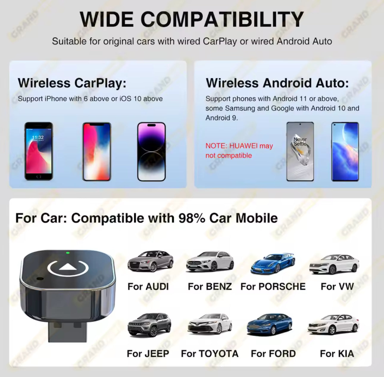 Nuevo adaptador inalámbrico CarPlay Android Auto Dongle USB Mini caja inteligente Plug And Play Universal