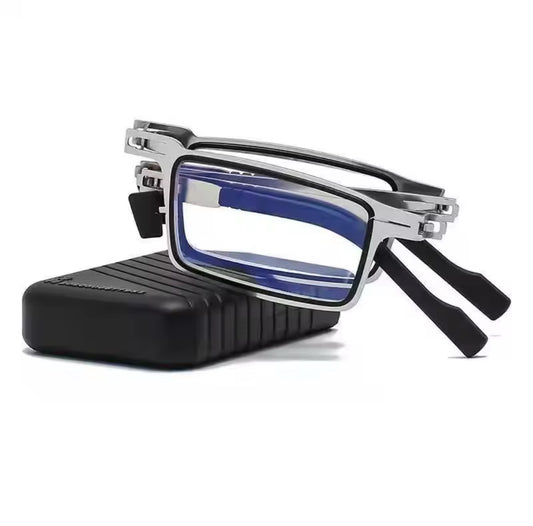 Gafas de lectura plegables de Metal, lentes portátiles ultraligeras, antiluz azul, presbicia, rectangulares, para hombre