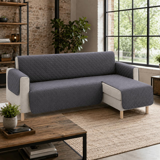 Cubre Sofá Chaise Longue Acolchado Brazo Izquierdo | Tamaño 240cm | Cubre Cubre Sofá con Cintas Traseras