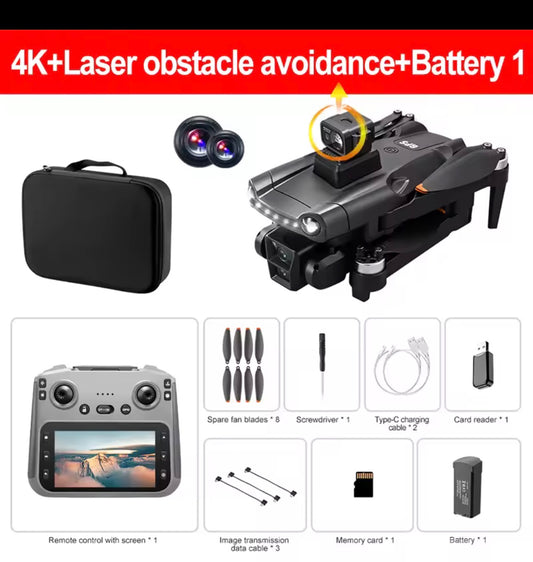 Dron V198MAX con Cámara Profesional FPV Aéreo, Evitación de Obstáculos con Láser, Control Remoto con Pantalla Grande, Dron Plegable
