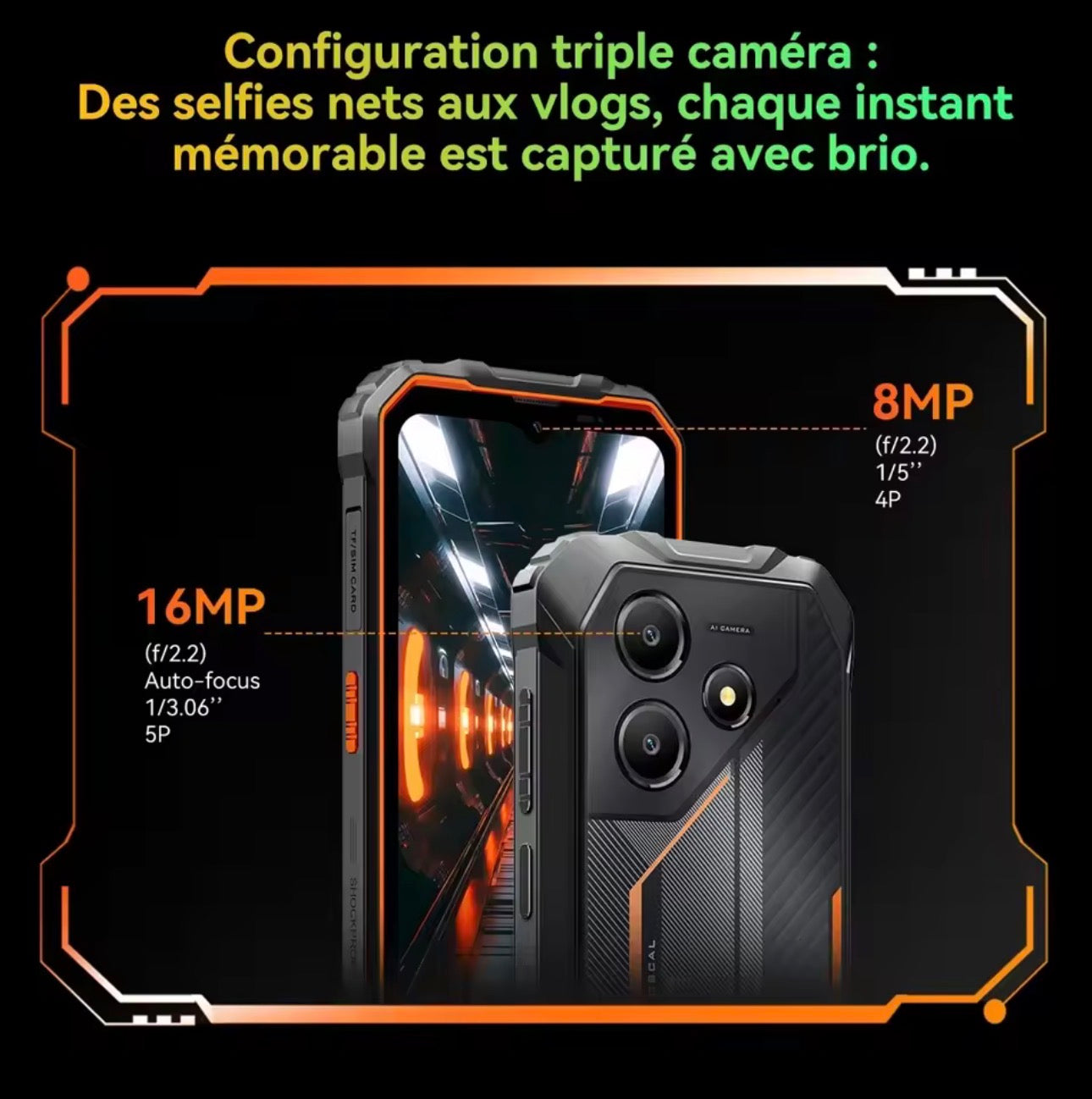 OSCAL Marine 2 [Sin Cargador EU] 24(8+16)GB+128GB/12(4+8)GB+64GB Teléfono Inteligente Resistente 11000mAh 6.56'' 8MP+16MP Android 15 NFC/GPS