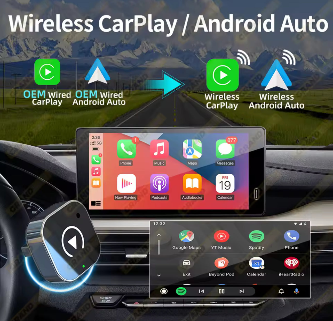 Nuevo adaptador inalámbrico CarPlay Android Auto Dongle USB Mini caja inteligente Plug And Play Universal