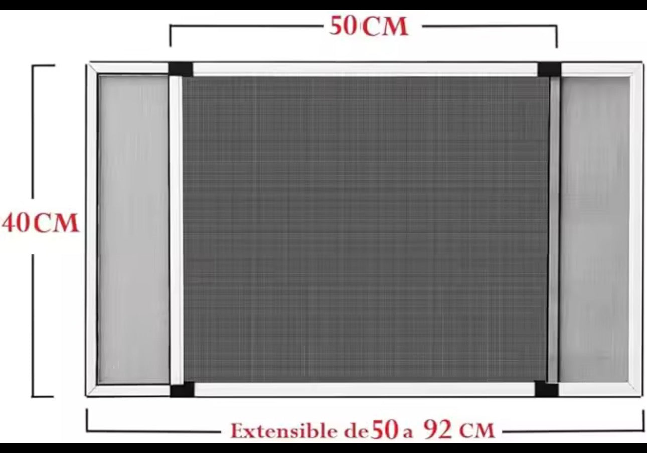 Mosquitera extensible de aluminio blanco, Mosquitera fija extensible color blanco adaptable a ventanas, anti-insectos (mosquitos o moscas).