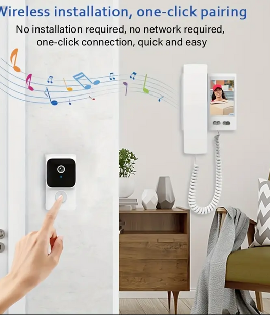 Timbre inalámbrico, telefonillo,  kit de timbre intercomunicador de doble vía blanco, manos libres, carga USB, timbre de doble vía con melodía, batería recargable de 800 mAh, adecuado para hogar y oficina.