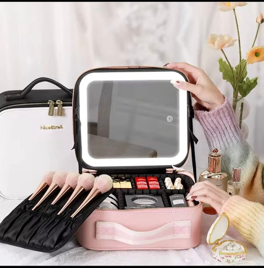 Estuche de Maquillaje con Recargable Espejo LED