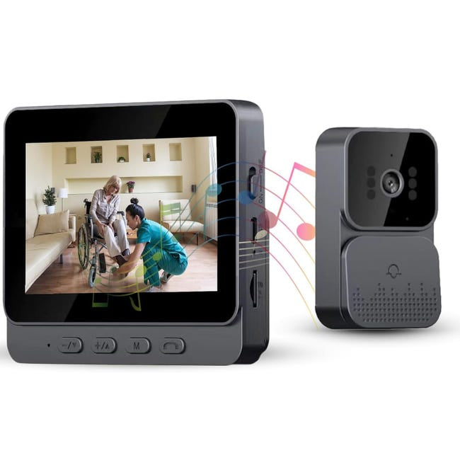 Timbre de vídeo inalámbrico estándar, timbre inalámbrico con cámara, equipado con pantalla,