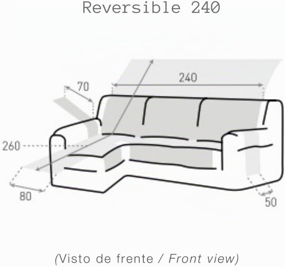 Cubre Sofá Chaise Longue Acolchado Brazo Izquierdo | Tamaño 240cm | Cubre Cubre Sofá con Cintas Traseras