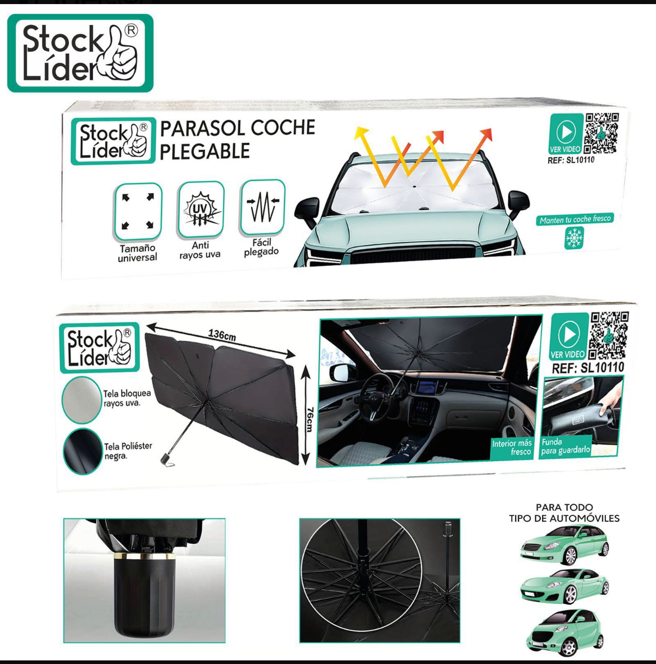 Parasol de coche forma paragua