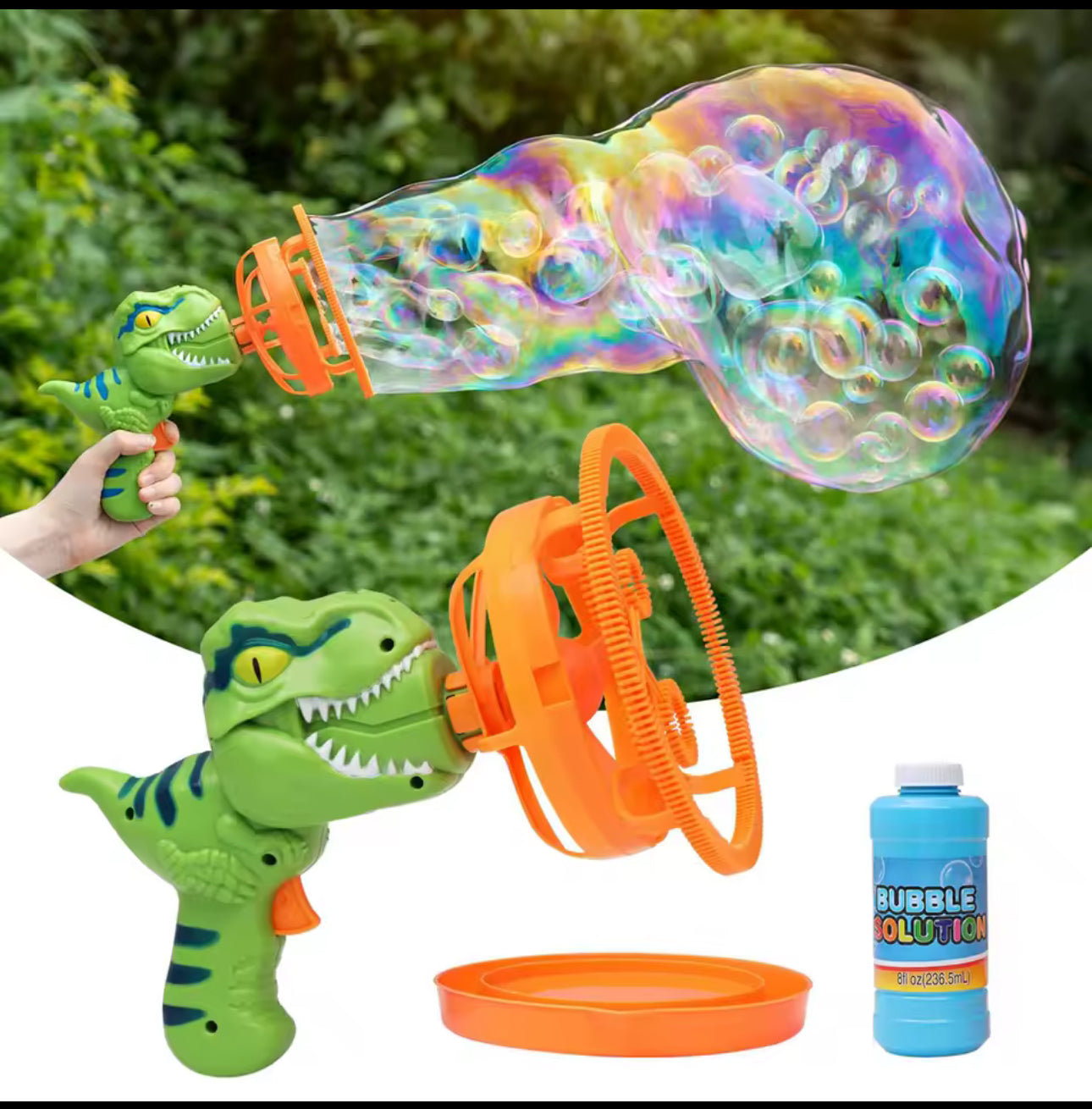 Pistola de burbujas Máquina de burbujas Máquina de burbujas de dinosaurio Juguetes adecuados para niños y niños pequeños Pistola de burbujas Regalos de fiesta Cumpleaños