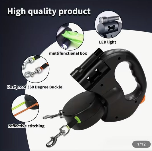 1pieza Correa de perro automática retráctil para mascotas Correa de viaje para mascotas, liberación de bloqueo de un toque, diseño anti-enredo, viene con dos cuerdas de tracción, rotación de 360 grados, adecuada para caminar al aire libre con dos perros d