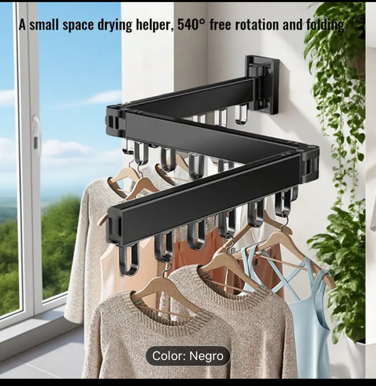 Perchero tiende dinero, de Pared Plegable, Colgador de Ropa Extendible con Brazo Ampliable, Secador de Ropa Colapsable de 126CM para Lavandería, Balcón o Apartamento, Ahorra Espacio