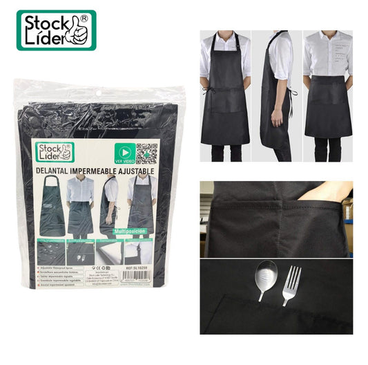 Delantal, impermeable, negro