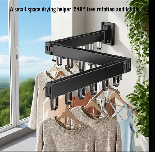 Perchero tiende dinero, de Pared Plegable, Colgador de Ropa Extendible con Brazo Ampliable, Secador de Ropa Colapsable de 126CM para Lavandería, Balcón o Apartamento, Ahorra Espacio