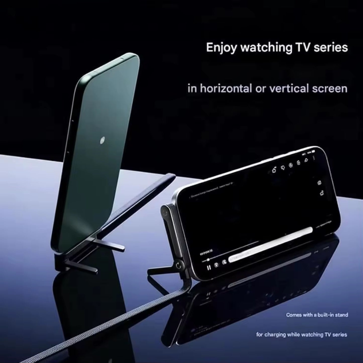 Nuevo Diseño, Cable cargador  Trenzado de Nailon Tipo-C 2 en 1 de 5 pies y 240 W con Carga Rápida, Soporte para Teléfono con Ángulo de 90 Grados y Rotación de 360 Grados, 1.50 m