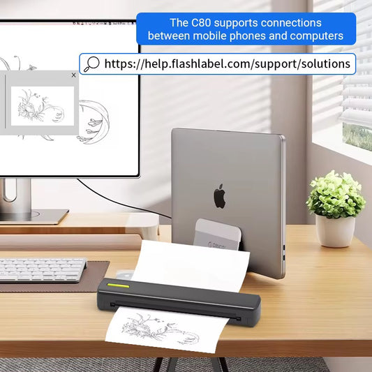 Mini impresora portátil, papel térmico tamaño folio batería recargable