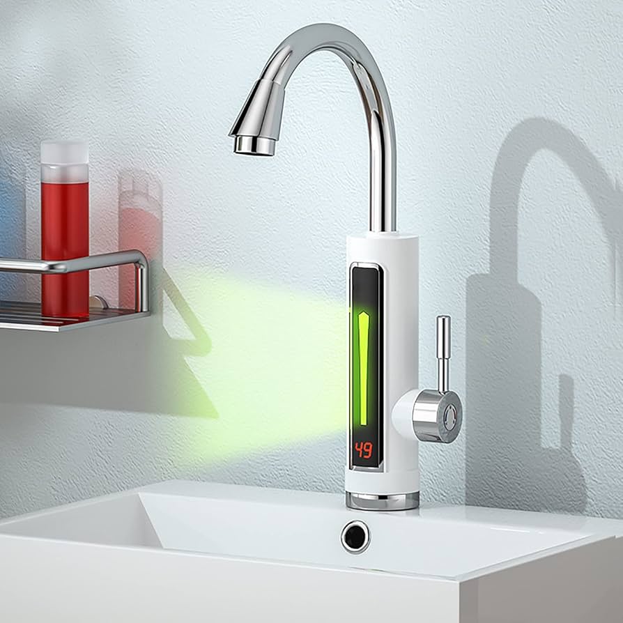 Grifo De Calentador De Agua Eléctrico Instantáneo para El Hogar De 3300 W, Rotación De 360 Grados con Pantalla LCD De Temperatura, Grifo Eléctrico De Calentamiento Rápido De 3 S,A