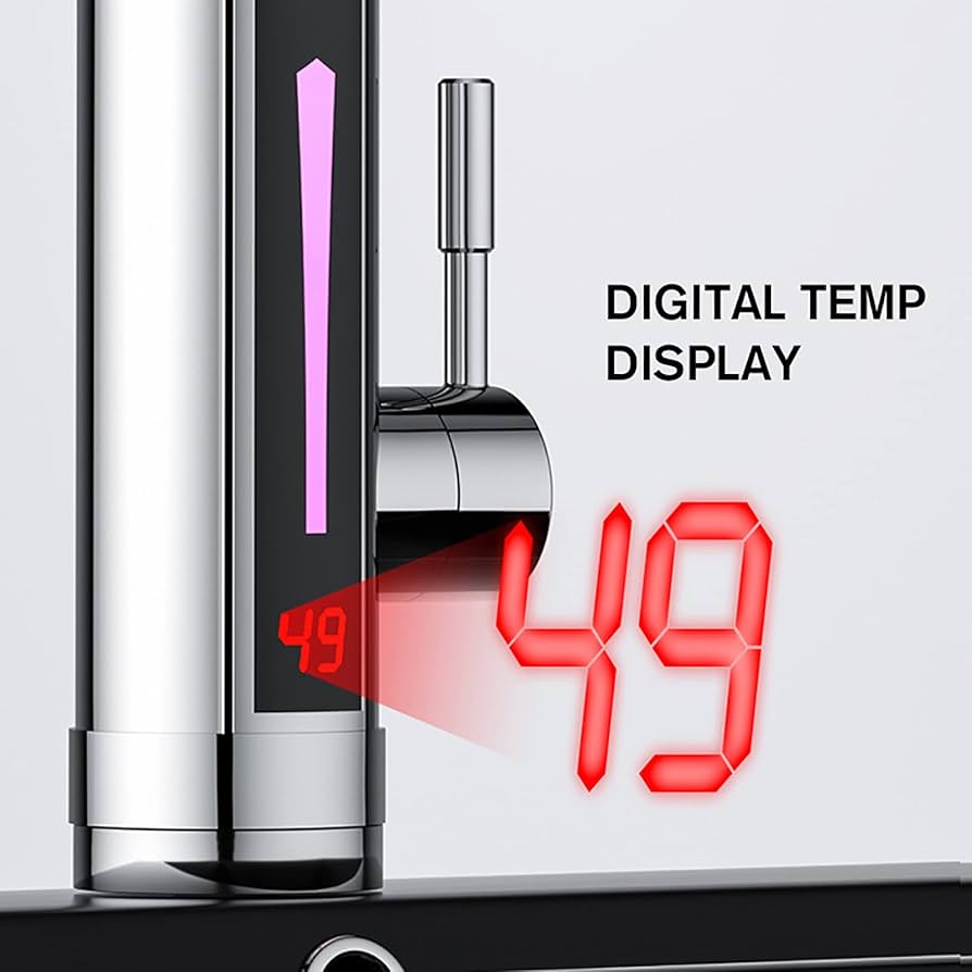 Grifo De Calentador De Agua Eléctrico Instantáneo para El Hogar De 3300 W, Rotación De 360 Grados con Pantalla LCD De Temperatura, Grifo Eléctrico De Calentamiento Rápido De 3 S,A