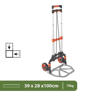 Carretilla plegable de aluminio - 28 x 39 x 100 cm - 70 kg máx. - Para mudanzas y transporte