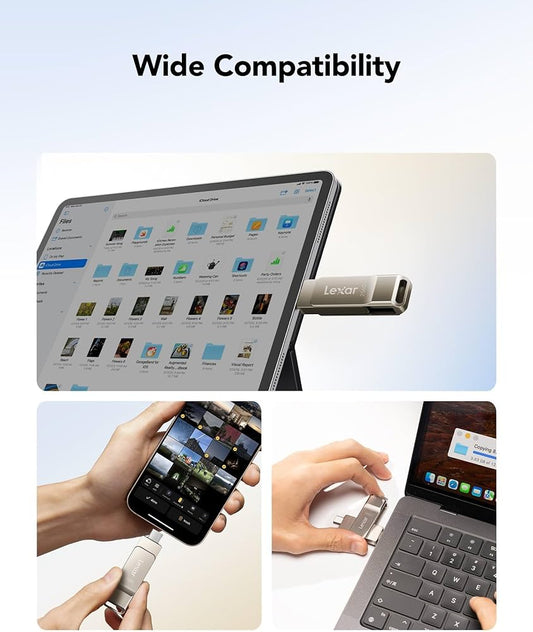 Pendrive 128GB para iPhone y android True-Capacity, USB 3.0 MFi Lightning Certificada por Apple, Unidad USB-C, Memoria USB Externo para iPhone, iPad, y android Smartphones OTG-Android, Mac, Tablet y PC 3-en-1