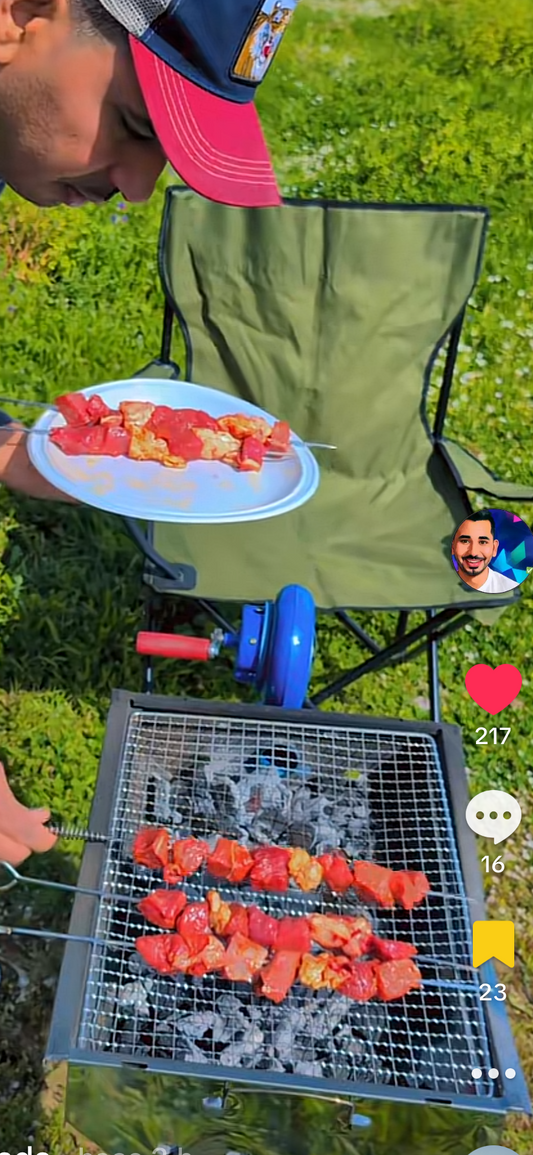Parrilla portátil con soplador