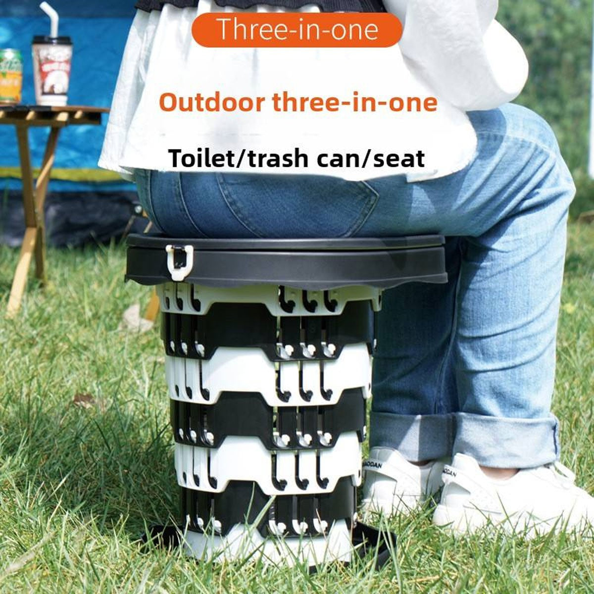Inodoro portátil plegable para camping con bolsa. Inodoros portátiles para adultos con tapa