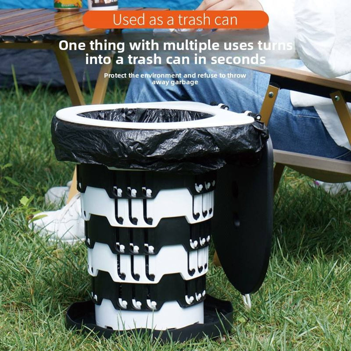 Inodoro portátil plegable para camping con bolsa. Inodoros portátiles para adultos con tapa