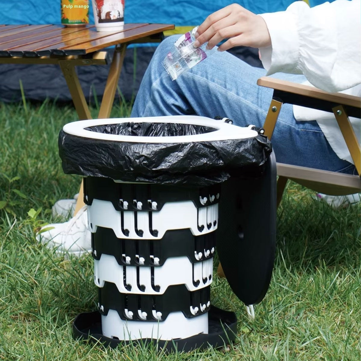 Inodoro portátil plegable para camping con bolsa. Inodoros portátiles para adultos con tapa