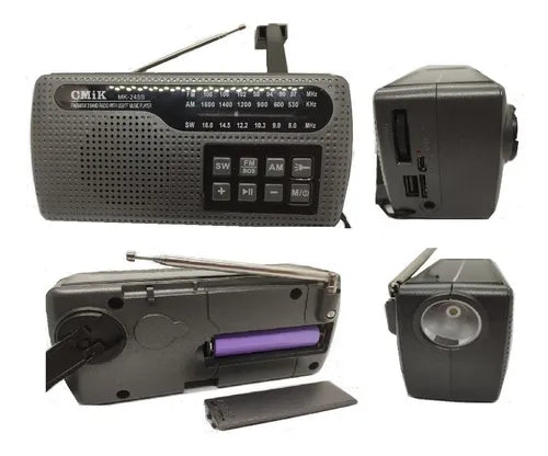 A radio  con dos banda FM a.m. con placas solar recargable trae luz y una linterna