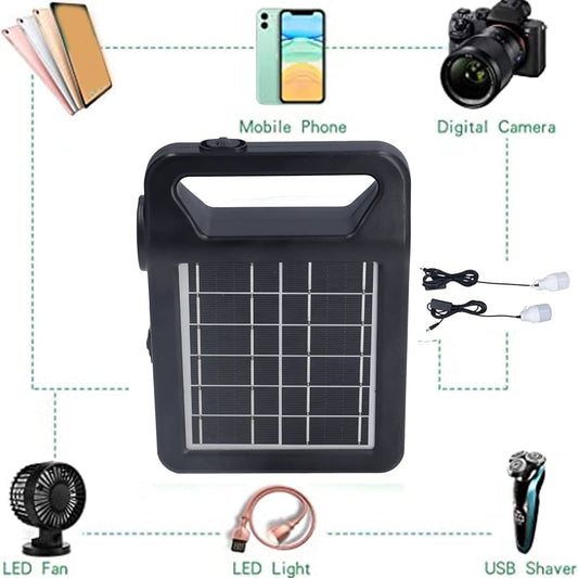 Radio y Kit de iluminación de Panel Solar, Kit de luz Solar Compatible con Material ABS, Sistema de luz Solar multifunción Recargable para Actividades al Aire Libre
