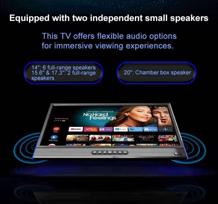 Televisor Inteligente Portátil con Batería Recargable Televisión Digital LCD HD de 20 Pulgadas para Camping y Uso en Autobuses al Aire Libre