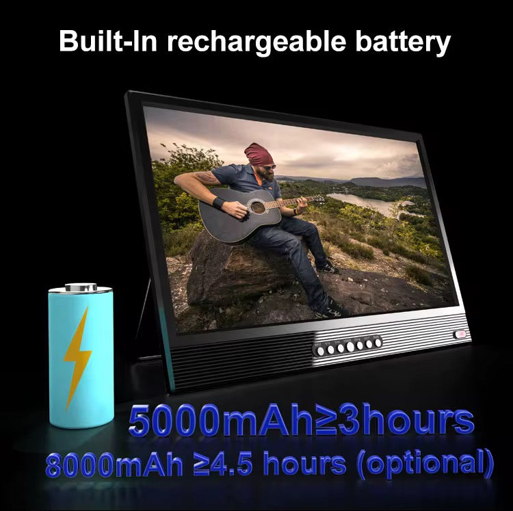 Televisor Inteligente Portátil con Batería Recargable Televisión Digital LCD HD de 20 Pulgadas para Camping y Uso en Autobuses al Aire Libre