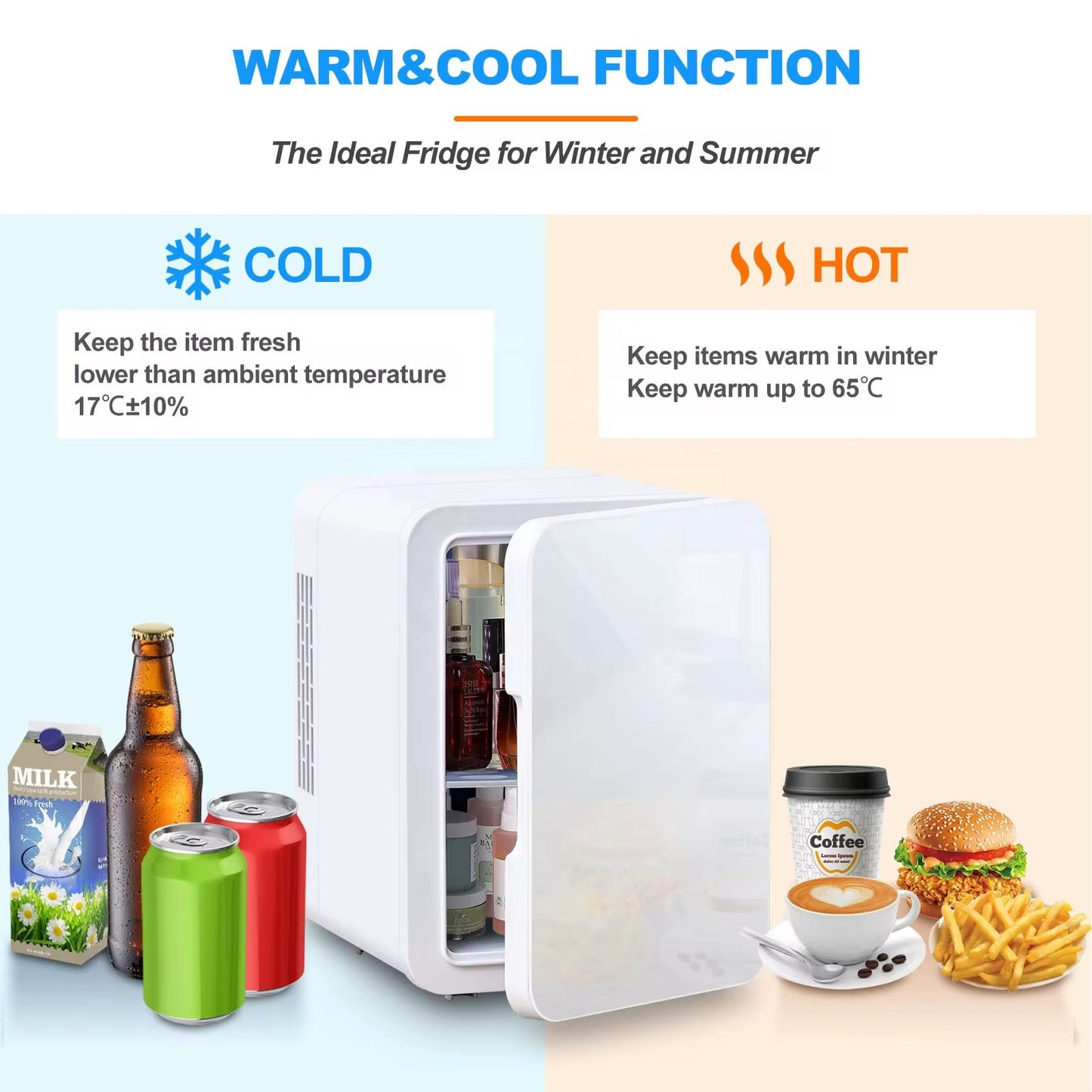 Refrigerador Pequeño AQ-6L de 12V CC y 110V/230V CA, Mini
Nevera Personalizada de 6 Litros para Hotel, casa y coches