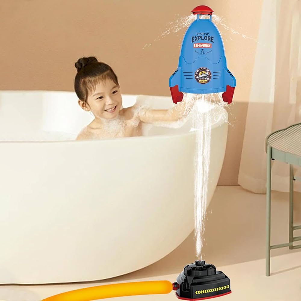 Lanzamiento de Cohetes para niños, Lanzamiento de Cohetes a presión de Agua - Juguete Cohete para niños con Altura de pulverización Ajustable | Juguetes acuáticos al Aire Libre para niños,