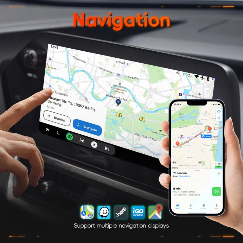 Adaptador en alambrico cuatro en uno carplay Android auto MirrorLink  y duplicador de pantalla