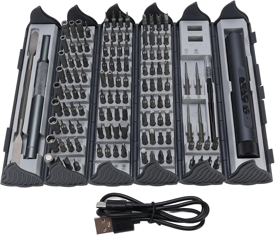 124 en 1 Conjunto de Herramientas de Reparación de Destornillador Eléctrico Inalámbrico, Organizador de Destornillador Recargable de Energía para Computadora Electrónica, PC,