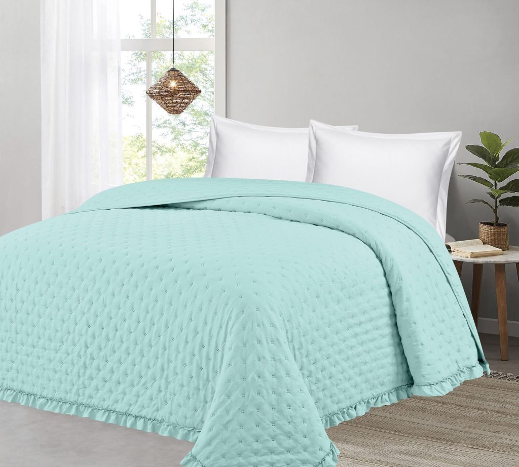 Colcha Volantes Cama 90/135/150 Colcha de Verano Ligera, Cubrecama para Todas Las Estaciones