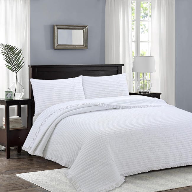 Colcha Volantes Cama 90/135/150 Colcha de Verano Ligera, Cubrecama para Todas Las Estaciones