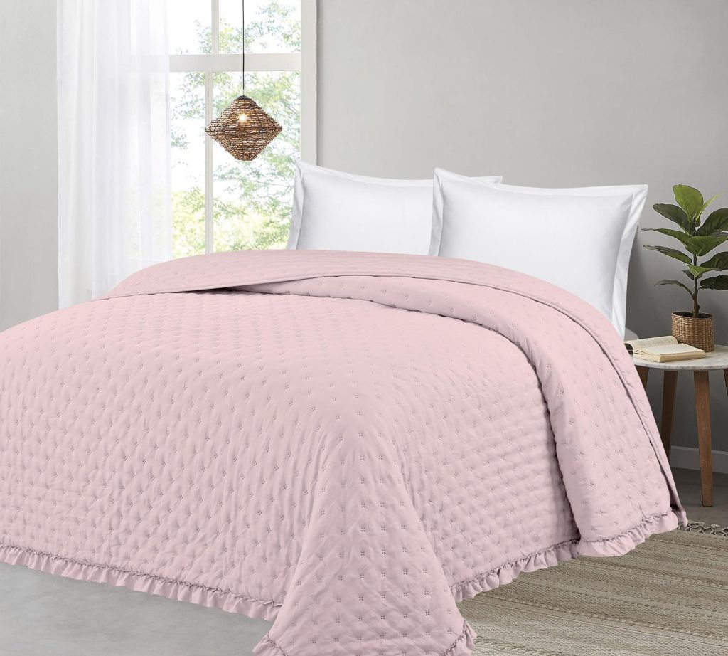 Colcha Volantes Cama 90/135/150 Colcha de Verano Ligera, Cubrecama para Todas Las Estaciones