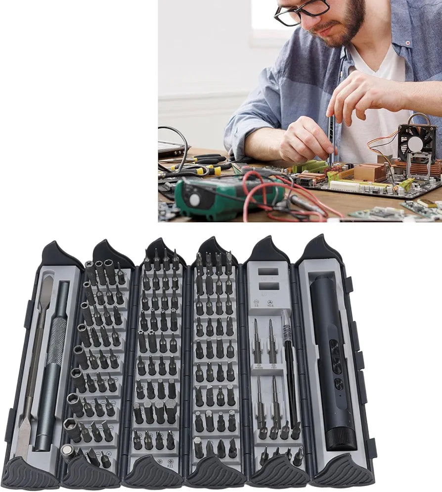124 en 1 Conjunto de Herramientas de Reparación de Destornillador Eléctrico Inalámbrico, Organizador de Destornillador Recargable de Energía para Computadora Electrónica, PC,