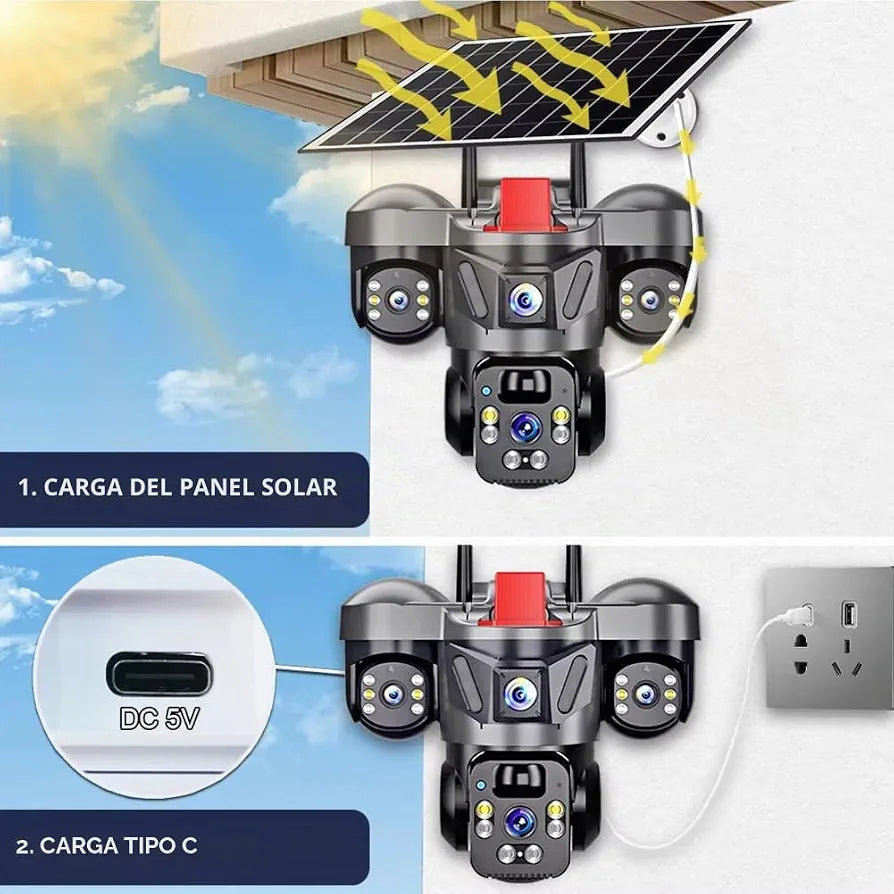 Cámara 4G, placa solar buena calidad Wi-Fi, tarjeta sim para interiores y para exterior